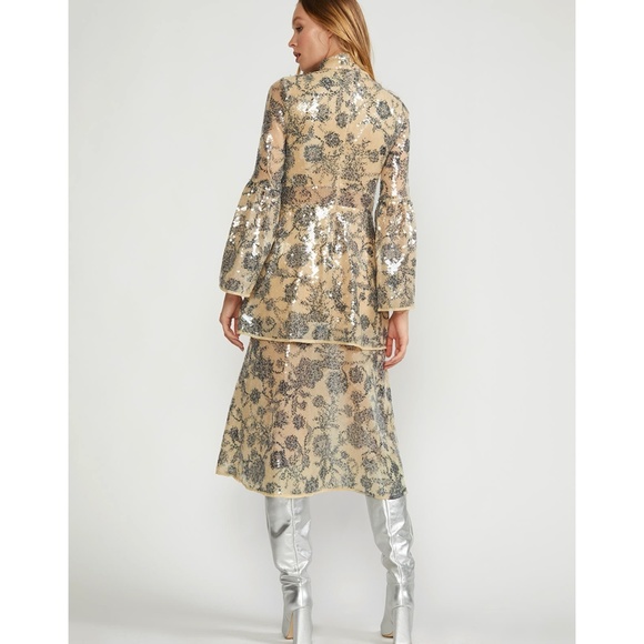 Cynthia Rowley Michelle Bell Sleeve Sequin Dress - Picture 5 of 7